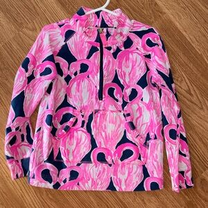 🦩flamingo print half zip